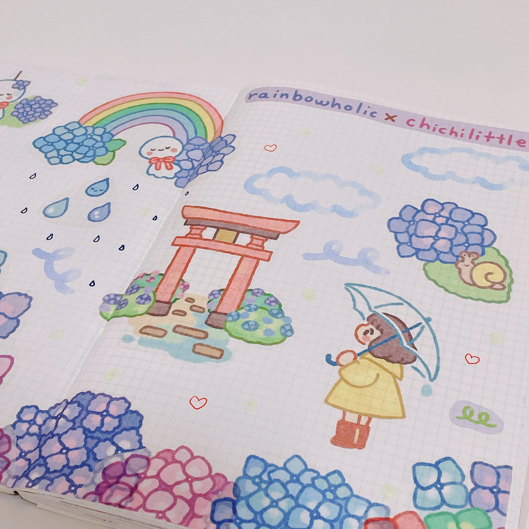 (ST012) Rainbowholic x Chichilittle あじさいシールセット(2デザイン)