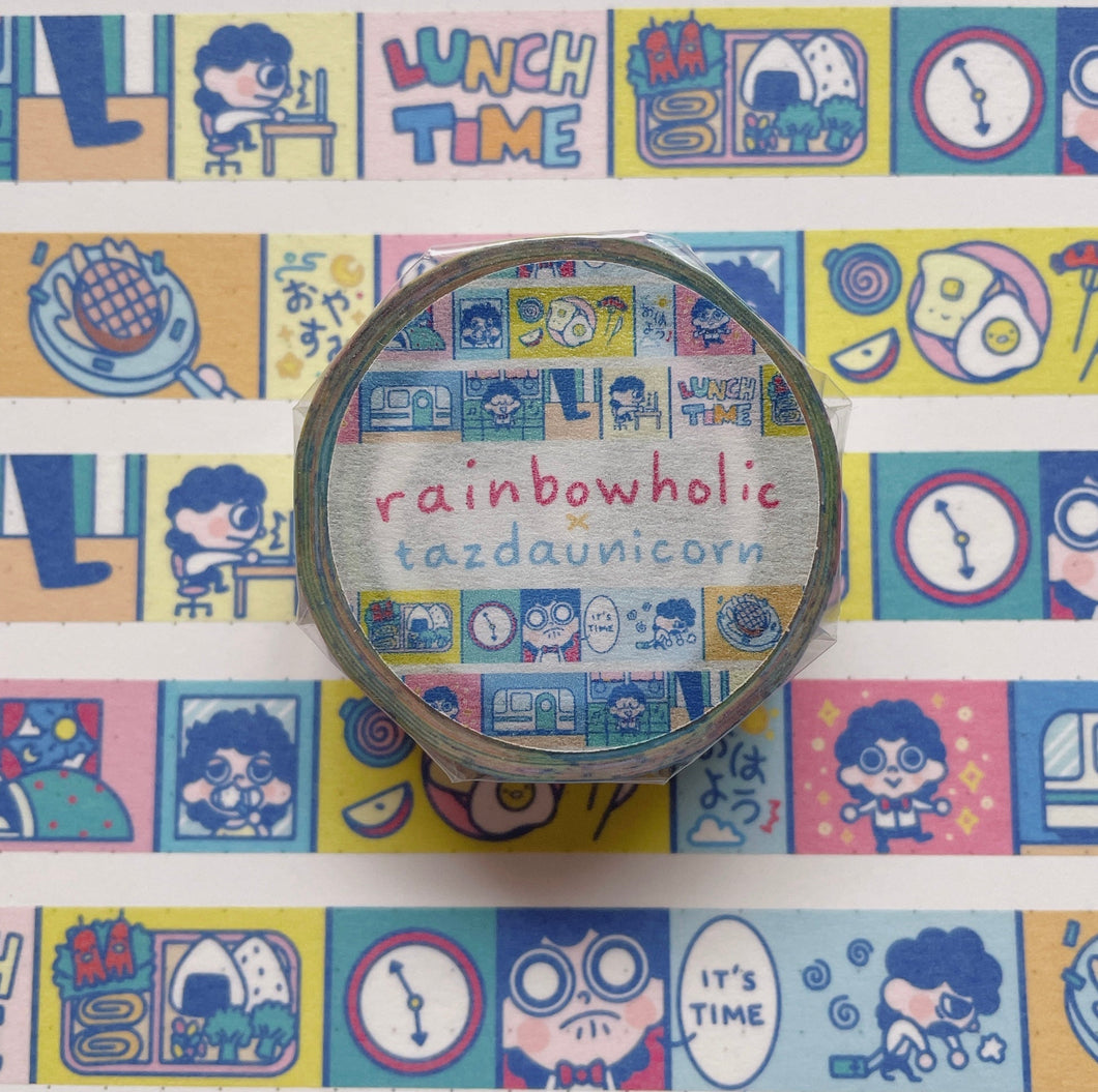 (MT070) Original Rainbowholic x Tazdaunicorn 日常生活のルーティン マスキングテープ